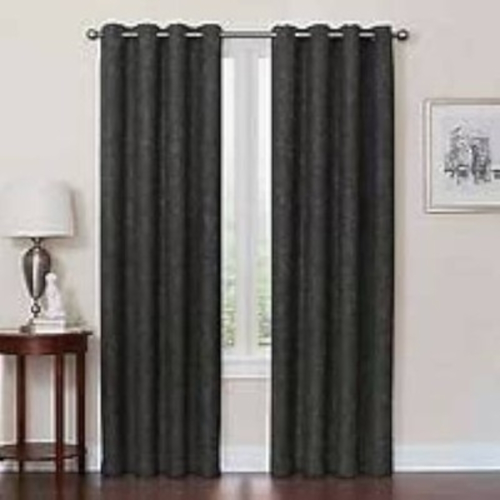Quinn Total Blackout Grommet Top Curtain Panel 50x63 BLACK Energy Efficient NIB